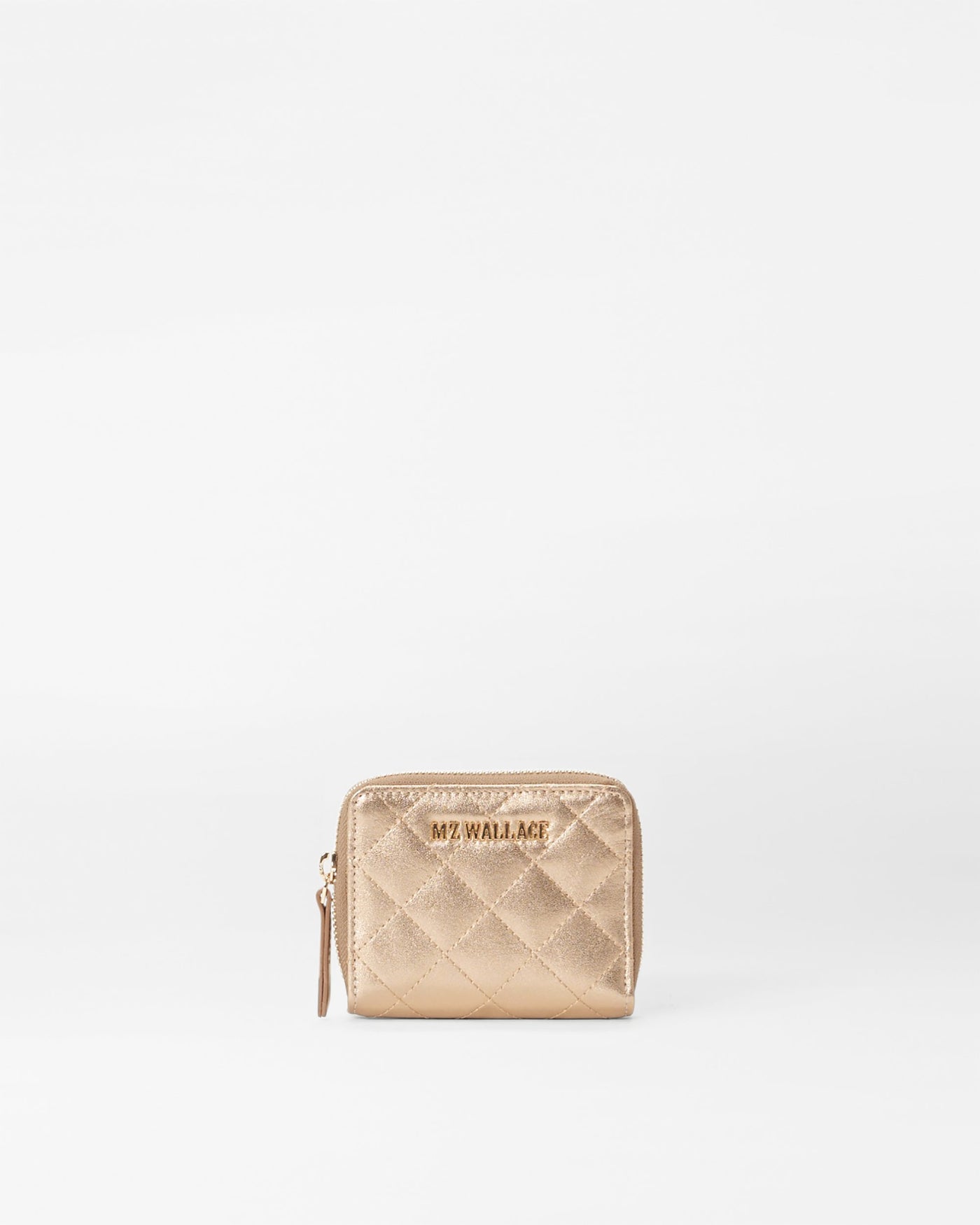 Honey Metallic Leather Small Zip Round Wallet