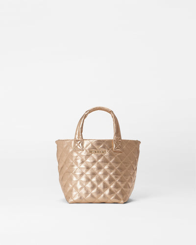 Honey Metallic Leather Micro Metro Tote Deluxe