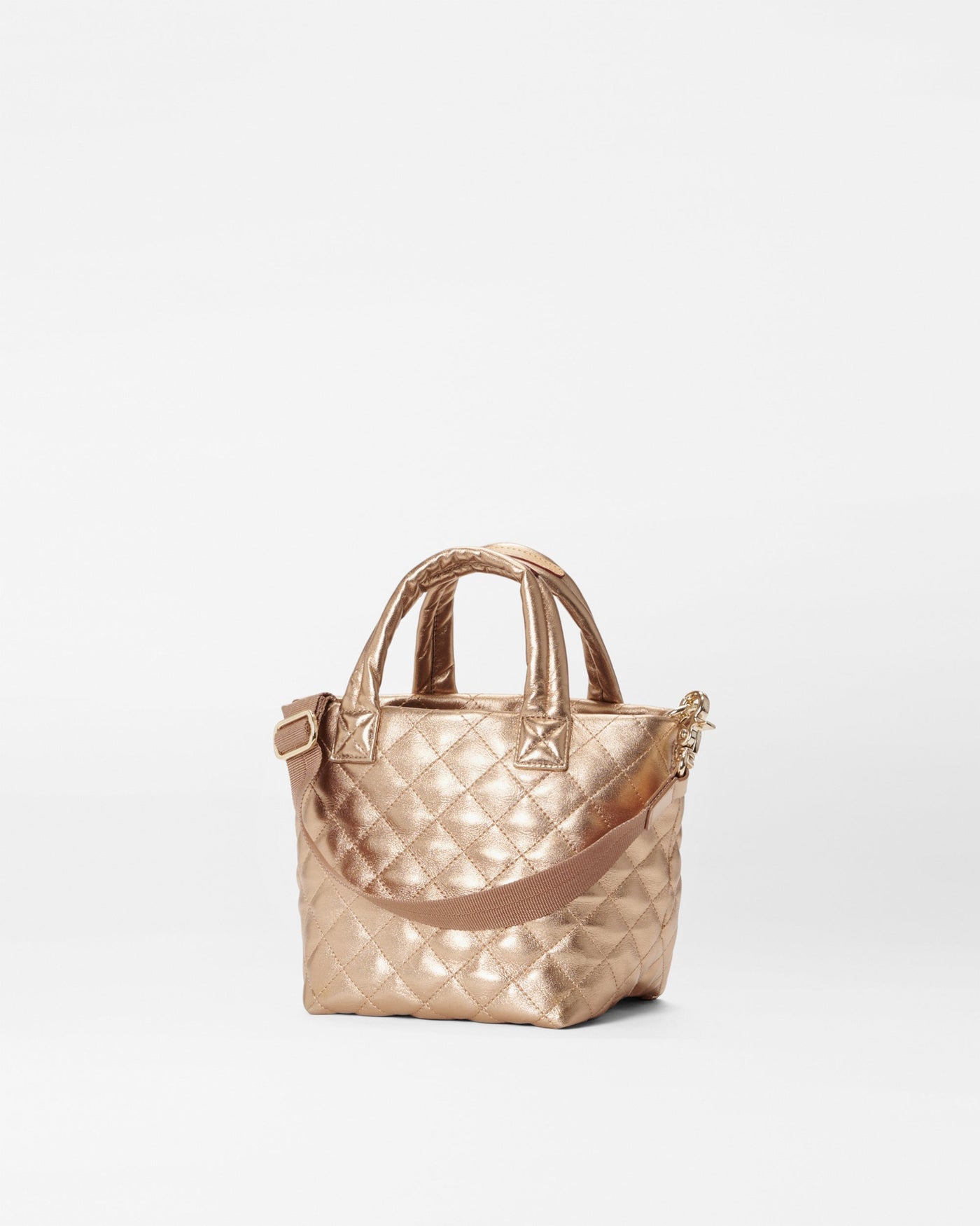 Honey Metallic Leather Micro Metro Tote Deluxe