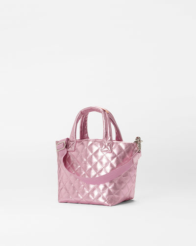 Rose Metallic Leather Micro Metro Tote Deluxe