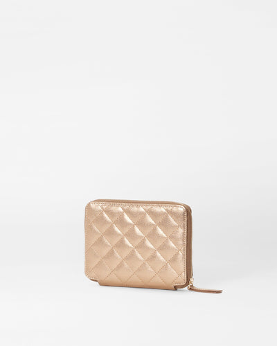 Honey Metallic Leather Passport Organizer