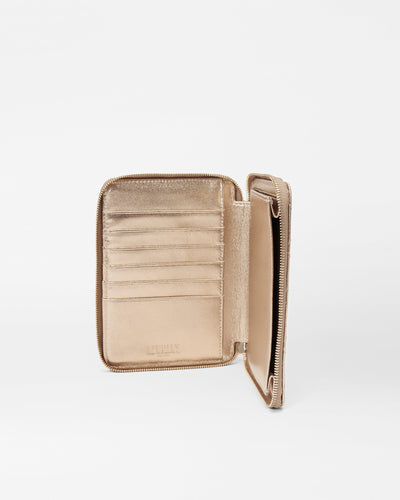 Honey Metallic Leather Passport Organizer