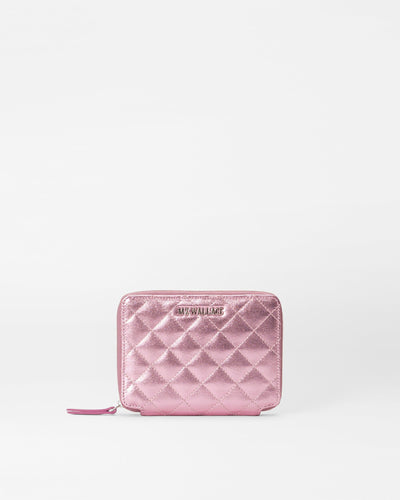 Rose Metallic Leather Passport Organizer